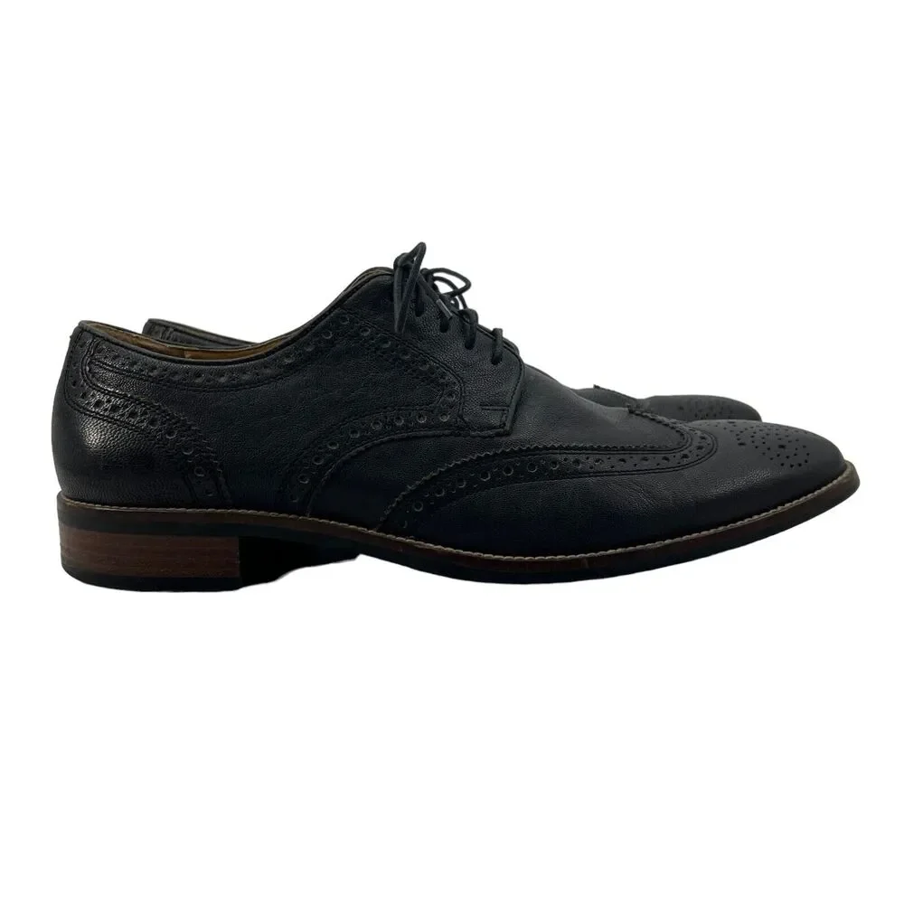 Cole Haan Wingtip Oxford Shoes Mens 11.5 Black Pebbled Leather Lace Up Business